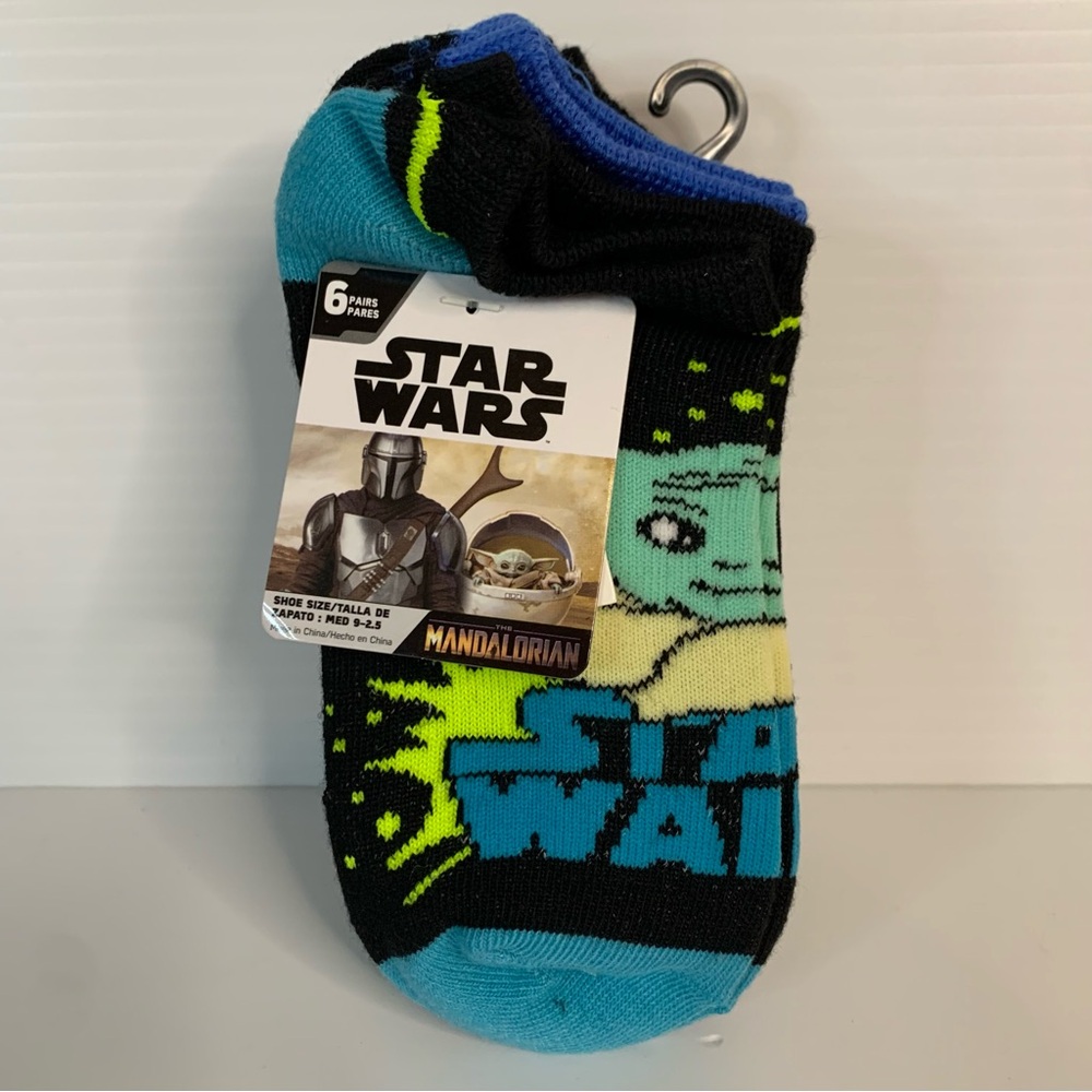 Star Wars No Show Kids Socks Mandalorian 6 Pairs Size Medium 9 - 2.5 Disney NWT